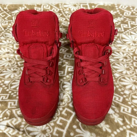 Timberland Euro Hiker Rip Comfortable Boots All Red Men's TB0A1507 - Size 7.5 - Picture 2 of 8